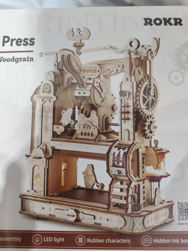 Robotime Rokr Printing Press 3D DIY Puzzle Gifts For Boyfriend Family Wooden Toys With LED Light Building Block Kit Play LK602 - Image 9