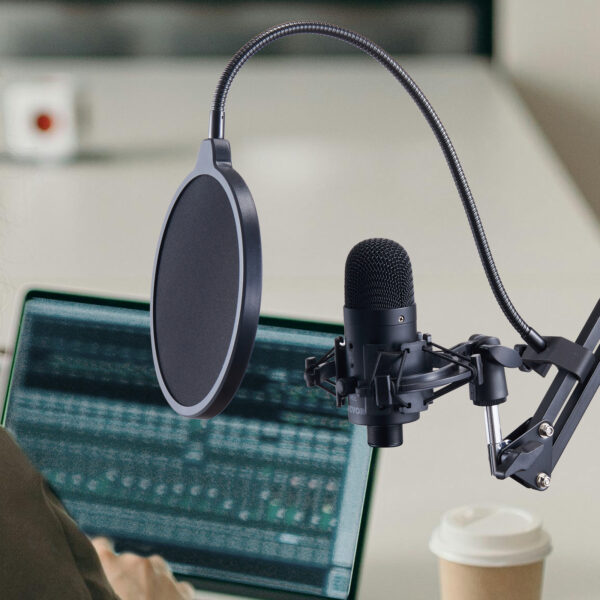 VEVOR USB Microphone, 192kHz 24-bit, Professional Condenser Microphone Kit, With Boom Arm Stand Filter Shock Mount Mute Button Headphones Jack, For Podcast Recording Video Gaming Singing Streaming - Image 4