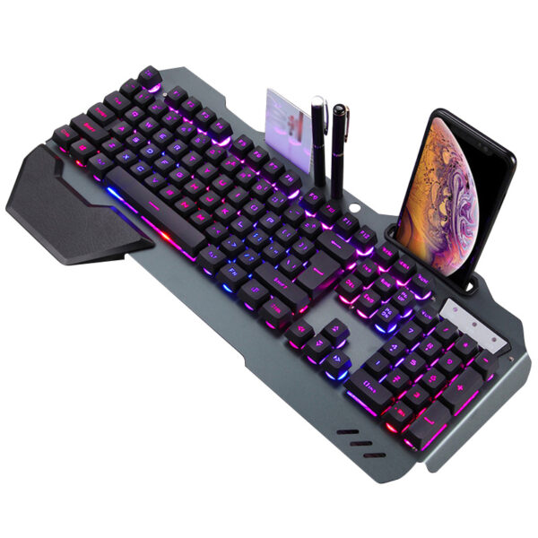 ErgonomicWired Gaming Keyboard with RGB Backlight Phone Holder - Image 7