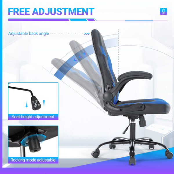 PU Leather Ergonomic Office Chair Swivel Computer Gaming Chair With Lumbar Support - Image 5