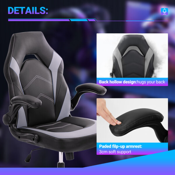 PU Leather Ergonomic Office Chair Swivel Computer Gaming Chair With Lumbar Support - Image 7