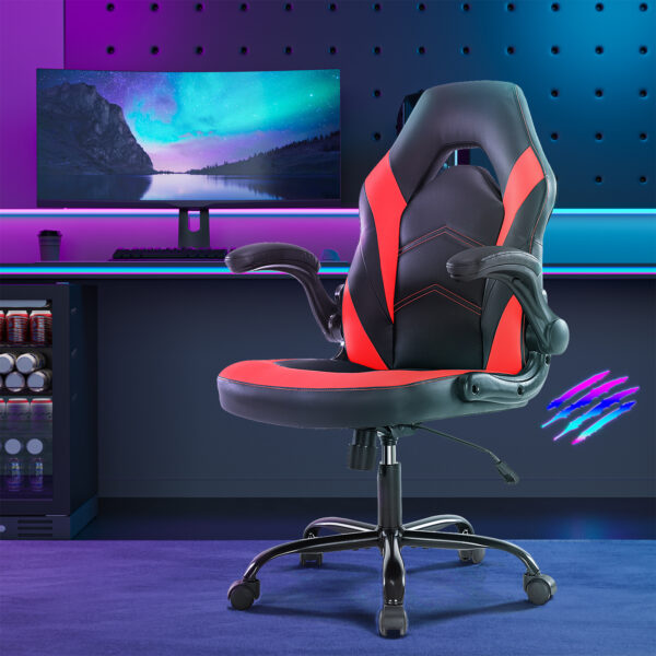 PU Leather Ergonomic Office Chair Swivel Computer Gaming Chair With Lumbar Support - Image 10