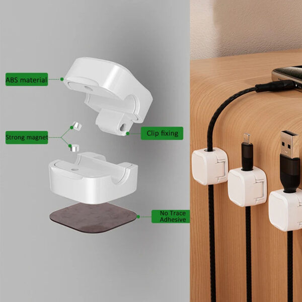 Magnetic Cable Clip Under Desk Cable Management Adjustable Cord Holder Wire Organizer And Cable Management Wire Keeper - Image 6