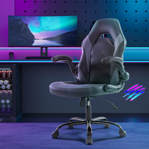 PU Leather Ergonomic Office Chair Swivel Computer Gaming Chair With Lumbar Support - Image 9